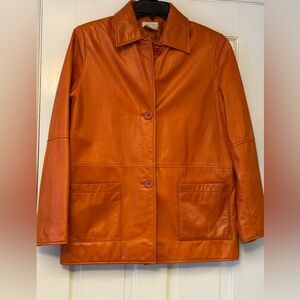 Moda Orange Leather Jacket